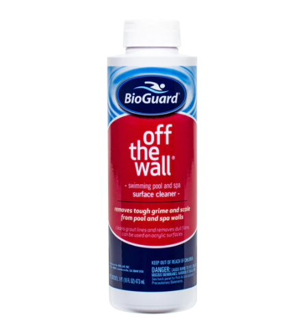 Off The Wall®  Proprietary gel formula allows efficient removal of scale, dirt, and stains on vinyl, fiberglass, ceramic, stainless steel, aluminum and painted pool and spa surfaces