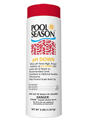 Pool Season pH Down - 93.2% Sodium Bisulfate  THE product for lowering pH - this dry acid decreases the pH of pool water slowly and effectively. The granular product is more convenient than a liquid acid.  Lowers pH of Water Contributes to Optimal Sanitizer Performance Helps Prevent Scale Build Up.