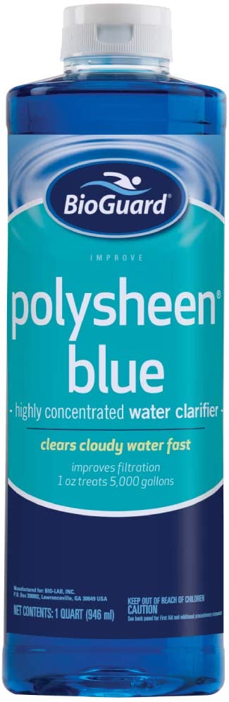 BioGuard Polysheen Blue - highly concentrated  Water clarifier that is used to clear up cloudy water fast by working on small suspended particles in the water.