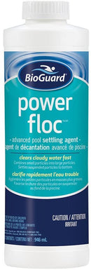 BioGuard PowerFloc - clears excessively cloudy water  PowerFloc is very powerful flocculant which is a fancy way of saying it settles suspended particles to the bottom of your pool for removal by vacuum resulting in clear and sparkling water.